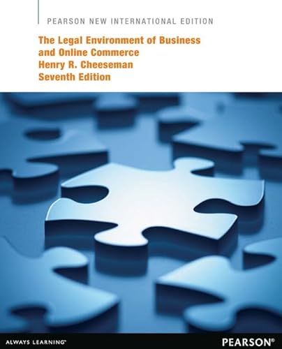 The Legal Environment of Business and Online Commerce: Pearson New International Edition - Henry R. Cheeseman