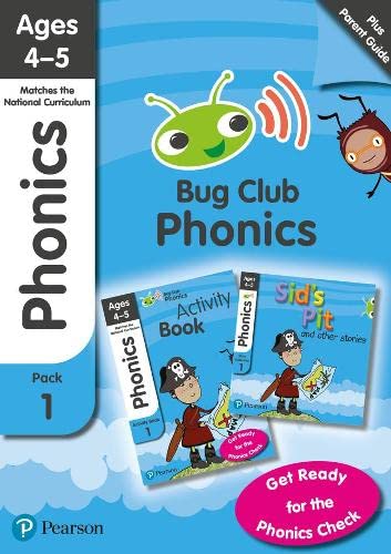 Stock image for Phonics - Learn at Home Pack 1 (Bug Club), Phonics Sets 1-3 for Ages 4-5 (Six Stories + Parent Guide + Activity Book) for sale by Blackwell's