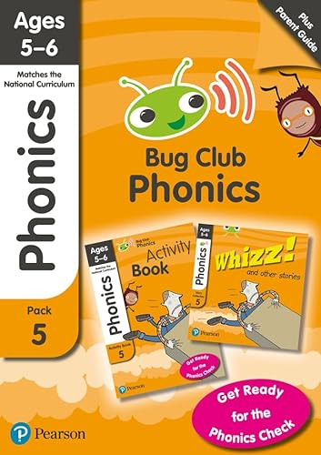 Stock image for Bug Club Phonics Learn at Home Pack 5, Phonics Sets 13-26 for Ages 5-6 (Six Stories + Parent Guide + Activity Book) for sale by Blackwell's