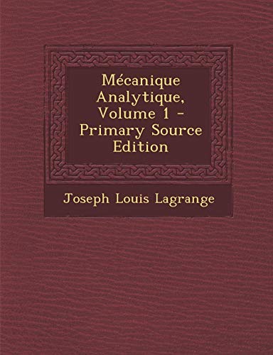 9781293139660: Mecanique Analytique, Volume 1