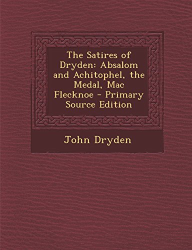 9781293906682 The Satires Of Dryden Absalom And Achitophel The