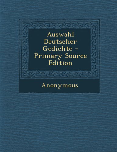 9781295145126: Auswahl Deutscher Gedichte