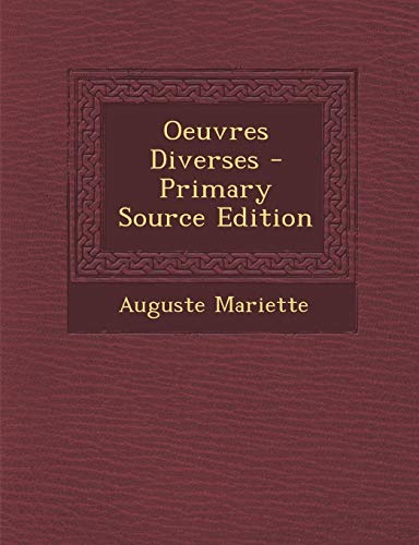 9781295558902: Oeuvres Diverses - Primary Source Edition