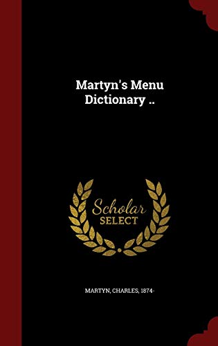 9781296815110: Martyn's Menu Dictionary ..