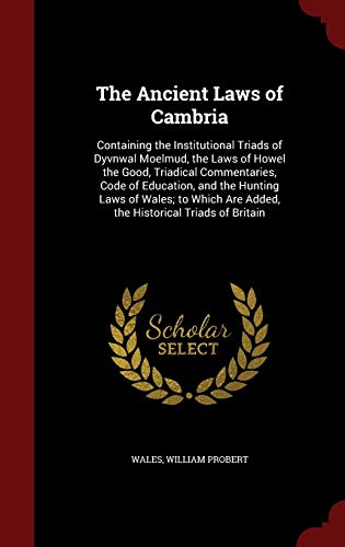 Beispielbild fr The Ancient Laws of Cambria: Containing the Institutional Triads of Dyvnwal Moelmud, the Laws of Howel the Good, Triadical Commentaries, Code of . Are Added, the Historical Triads of Britain zum Verkauf von AwesomeBooks