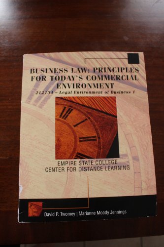 Beispielbild fr Business Law for Today's Commercial Environment zum Verkauf von Better World Books