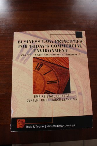 Imagen de archivo de Business Law for Today's Commercial Environment a la venta por Better World Books