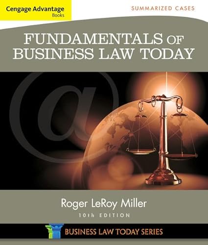 Stock image for Cengage Advantage Books: Fundamentals of Business Law Today: Summarized Cases (Miller Business Law Today Family) for sale by booksdeck