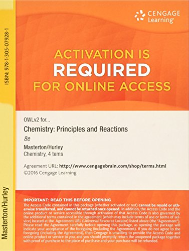 Stock image for OWLv2, 4 terms (24 months) Printed Access Card for Masterton/Hurley's Chemistry: Principles and Reactions, 8th for sale by Textbooks_Source