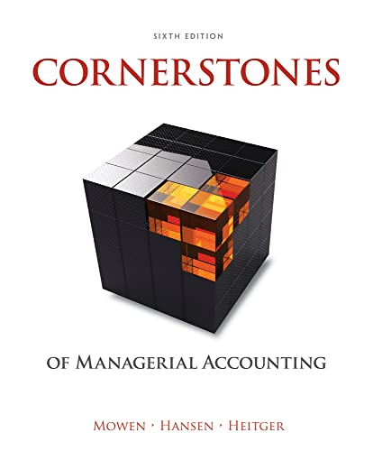 Beispielbild fr Cornerstones of Managerial Accounting zum Verkauf von Irish Booksellers