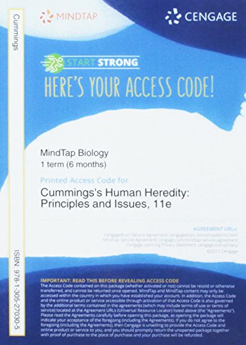Stock image for MindTap Biology, 1 term (6 months) Printed Access Card for Cummings' Human Heredity: Principles and Issues, 11th for sale by BooksRun
