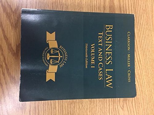 9781305301894 Business Law Text Cases Vol I Gt Custom
