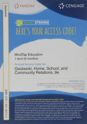 Beispielbild fr MindTap Education, 1 term (6 months) Printed Access Card for Gestwicki's Home, School, and Community Relations, 9th zum Verkauf von BooksRun