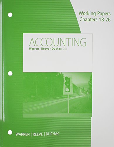 Imagen de archivo de Working Papers, Chapters 18-26 for Warren/Reeve/Duchac's Accounting, 26th a la venta por HPB-Red