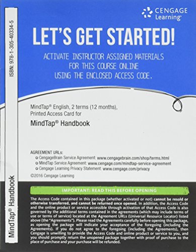 Imagen de archivo de MindTap English Handbook, 2 terms Printed Access Card a la venta por BooksRun