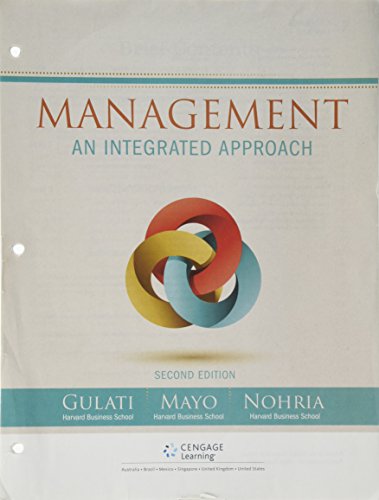 Imagen de archivo de Management: An Integrated Approach, Loose-Leaf Version a la venta por HPB-Red