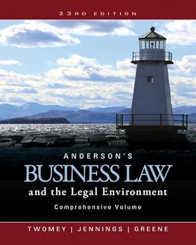 Imagen de archivo de Anderson's Business Law and the Legal Environment, Comprehensive Volume a la venta por HPB-Red