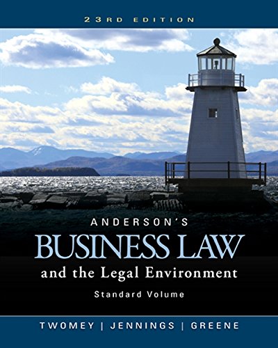 Imagen de archivo de Anderson's Business Law and the Legal Environment, Standard Volume a la venta por The Book Cellar, LLC