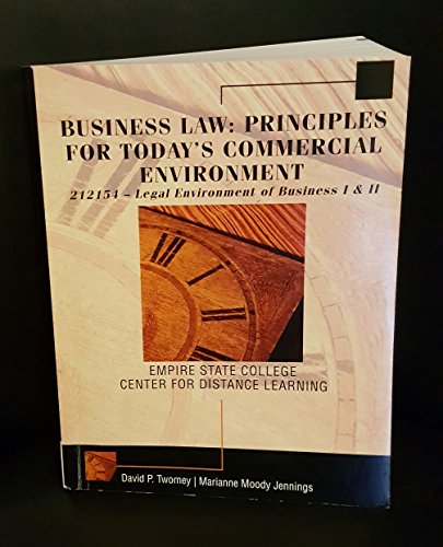 Imagen de archivo de Business Law: Principles for Today's Commercial Environment a la venta por Book Deals