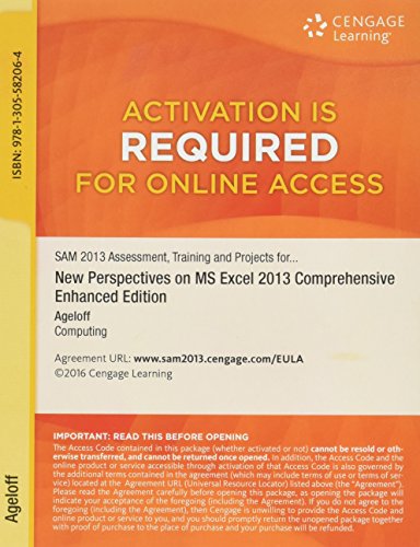 Stock image for SAM 2013 Assessment, Training, and Projects with MindTap Reader, v3.0 Multi-Term Printed Access Card for New Perspectives on Microsoft Excel 2013, Comprehensive Enhanced Edition for sale by Bulrushed Books