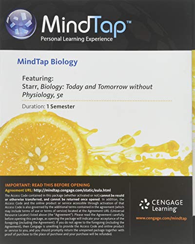 Stock image for MindTap Biology, 1 term (6 months) Printed Access Card for Starr/Evers/Starr's Biology Today and Tomorrow without Physiology for sale by Campus Bookstore