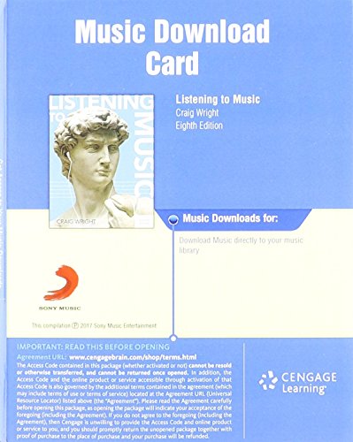 Imagen de archivo de Download, 1 term (6 months) Printed Access Card for Wright's Listening to Music a la venta por SecondSale