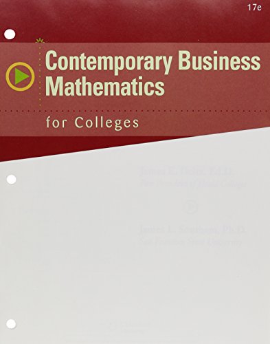 Stock image for Contemporary Business Mathematics for Colleges, 17th + CengageNOW, 1 term (6 months) Printed [Loose Leaf] Deitz, James E. and Southam, James L. for sale by BUYBACK OVERSTOCK