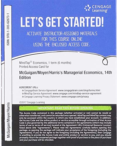 Beispielbild fr MindTap Economics, 1 term (6 months) Printed Access Card for McGuigan/Moyer/Harris' Managerial Economics: Applications, Strategies and Tactics zum Verkauf von Textbooks_Source
