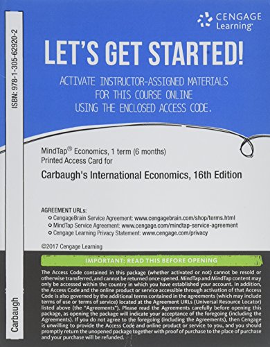 Stock image for MindTap Economics, 1 term (6 months) Printed Access Card for Carbaugh's International Economics, 16th for sale by Bulrushed Books