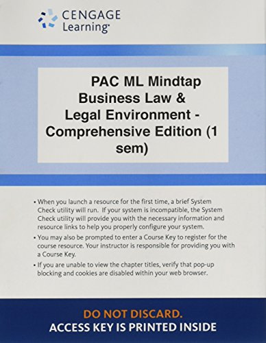 Imagen de archivo de LMS Integrated for MindTap Business Law, 1 term (6 months) Printed Access Card for Anderson's Business Law and the Legal Environment, Comprehensive Volume, 23rd a la venta por HPB-Red