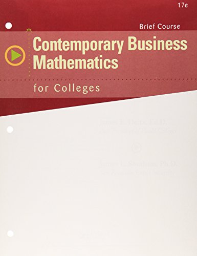 Beispielbild fr Contemporary Business Mathematics for Colleges, Brief Course zum Verkauf von Textbooks_Source
