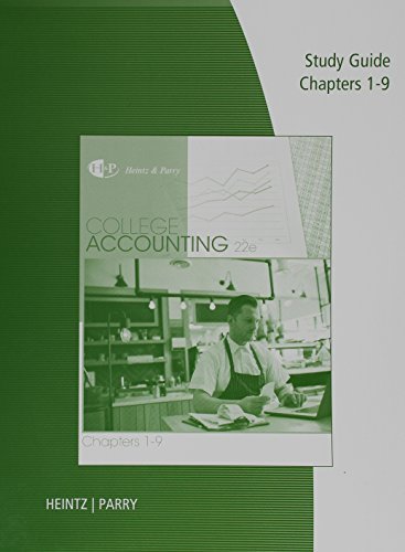 Beispielbild fr Study Guide and Working Papers for Heintz/Parry's College Accounting, Chapters 1-9, 22nd zum Verkauf von Better World Books