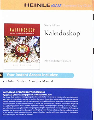Beispielbild fr Quia  eSAM, 4 terms (24 months) Multi-Term Printed Access Card for Kaleidoskop (NEW!!) zum Verkauf von BookHolders
