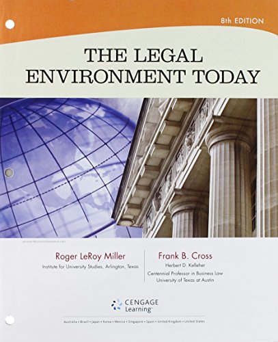 Imagen de archivo de Bundle: the Legal Environment Today, Loose-Leaf Version, 8th + MindTap Business Law, 1 Term (6 Months) Printed Access Card a la venta por TextbookRush