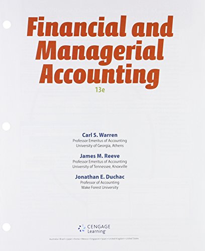 Imagen de archivo de Bundle: Financial & Managerial Accounting, Loose-Leaf Version, 13th + LMS Integrated for CengageNOWv2, 2 terms Printed Access Card a la venta por HPB-Red