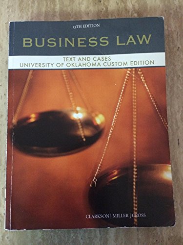 Stock image for Business Law - Text and Cases, University of Oklahoma Edition for sale by HPB-Red