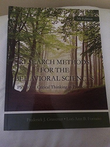 Beispielbild fr Research Methods for the Behavioral Sciences PSY 1004: Critical Thinking in Psychology zum Verkauf von BooksRun