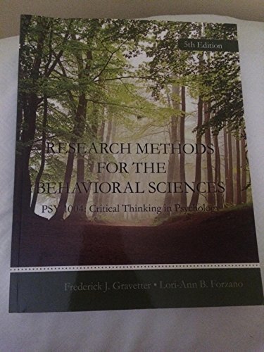 Stock image for Research Methods for the Behavioral Sciences PSY 1004: Critical Thinking in Psychology for sale by BooksRun