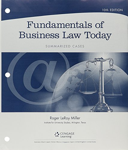 Stock image for Bundle: Cengage Advantage Books: Fundamentals of Business Law Today: Summarized Cases, Loose-Leaf Version, 10th + MindTap Business Law, 1 term (6 months) Printed Access Card for sale by Palexbooks