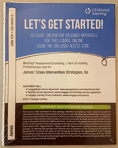 Stock image for MindTap Counseling, 1 term (6 months) Printed Access Card for James/Gilliland's Crisis Intervention Strategies for sale by BooksRun