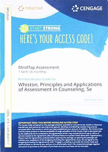 Stock image for MindTap Counseling, 1 term (6 months) Printed Access Card for Whiston's Principles and Applications of Assessment in Counseling, 5th for sale by Textbooks_Source