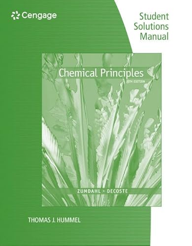 Imagen de archivo de Student Solutions Manual for Zumdahl/DeCostes Chemical Principles, 8th a la venta por Zoom Books Company