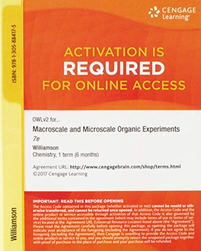 9781305884175: OWLv2 with LabSkills, 1 term (6 months) Printed Access Card for Williamson/Masters' Macroscale and Microscale Organic Experiments, 7th