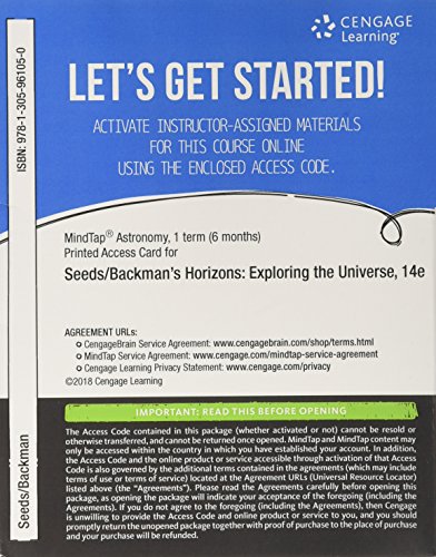 Beispielbild fr MindTap Astronomy, 1 term (6 months) Printed Access Card for Seeds/Backman's Horizons: Exploring the Universe, 14th zum Verkauf von Campus Bookstore