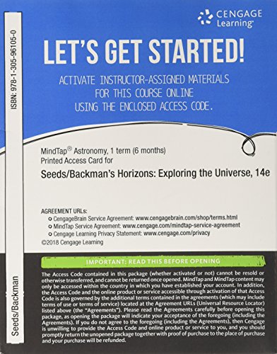 Stock image for MindTap Astronomy, 1 term (6 months) Printed Access Card for Seeds/Backman's Horizons: Exploring the Universe, 14th for sale by Campus Bookstore
