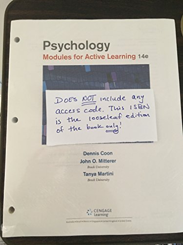 9781305964181: PSYCHOLOGY 14/E: Modules for Active Learning, Loose-Leaf Version