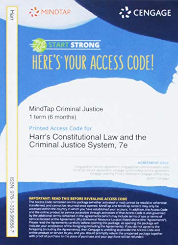 Stock image for MindTap Criminal Justice, 1 term (6 months) Printed Access Card for Harr/Hess/Orthmann/Kingsbury's Constitutional Law and the Criminal Justice System, 7th for sale by BooksRun