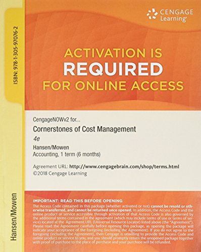 Stock image for CengageNOWv2, 1 term Printed Access Card for Hansen/Mowen's Cornerstones of Cost Management, 4th for sale by Textbooks_Source