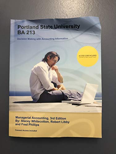 Imagen de archivo de BA 213 Managerial Accounting Portland State University a la venta por BooksRun