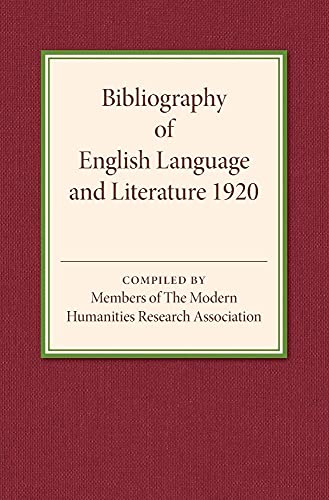Beispielbild fr Bibliography of English Language and Literature 1920 zum Verkauf von Chiron Media
